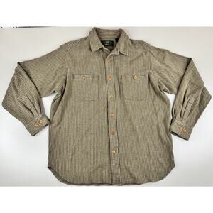 Vintage Orvis Shirt Mens M Brown Houndstooth Flannel Flap Pocket Hunting Outdoor